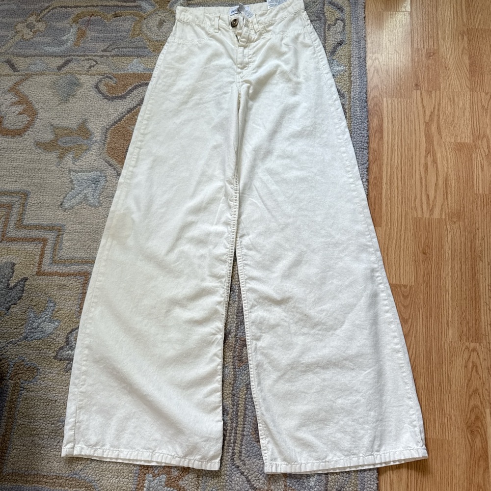 Zara Cream Trousers with Button Detail